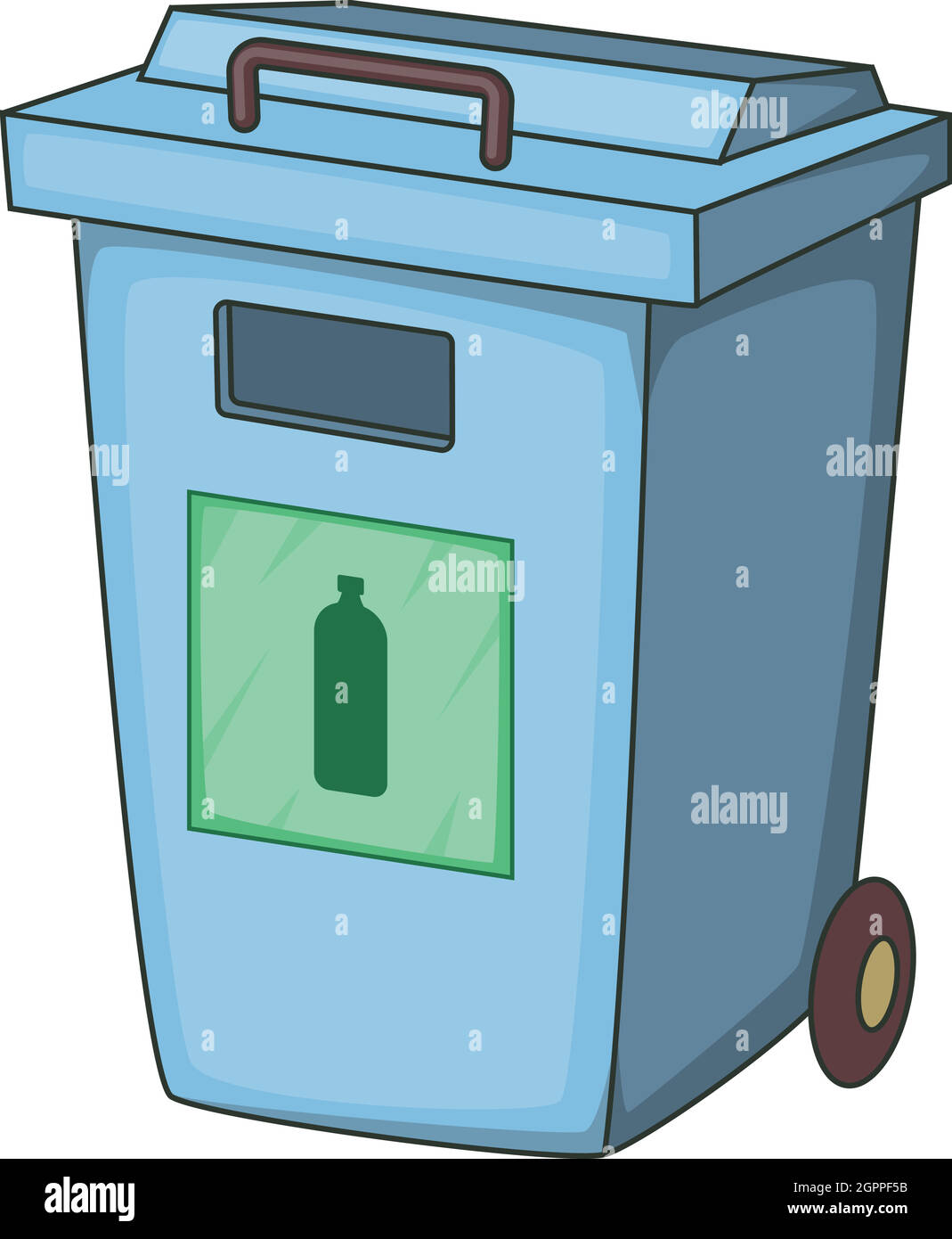Blue bin garbage container for plastic waste icon Stock Vector