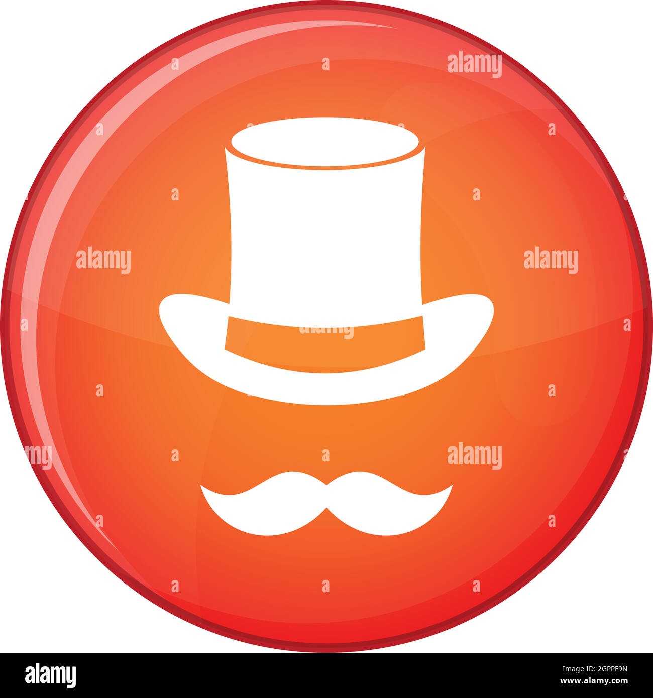 Magic black hat and mustache icon, flat style Stock Vector