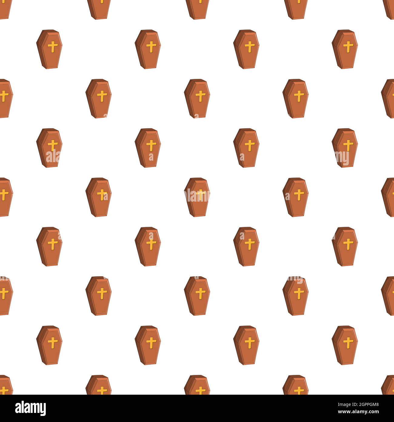 Brown coffin pattern, cartoon style Stock Vector