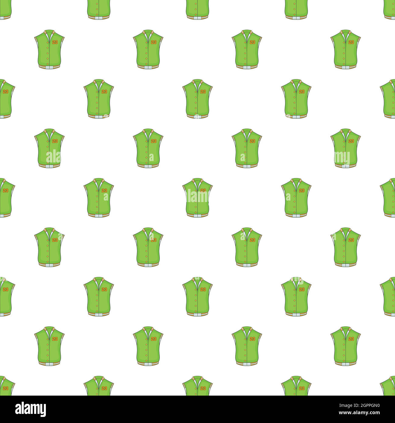 Green baseball jacket pattern, cartoon style Stock Vector