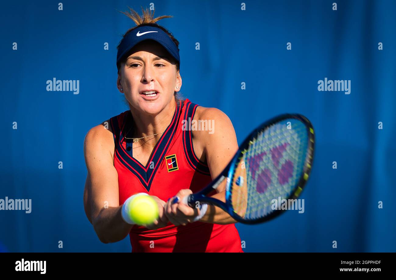 Belinda Bencic of Switzerland in action during the second round of the 2021 Chicago Fall Tennis Classic WTA 500 tennis tournament against Maddison Inglis of Australia on September 29, 2021 in Chicago, USA - Photo: Rob Prange/DPPI/LiveMedia Stock Photo