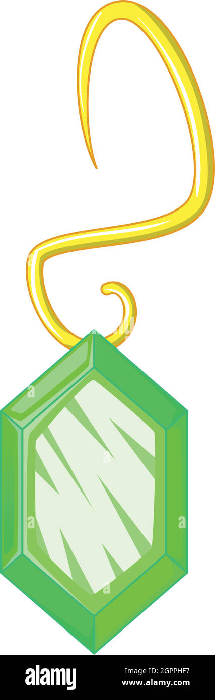 Green earring icon, cartoon style Stock Vector