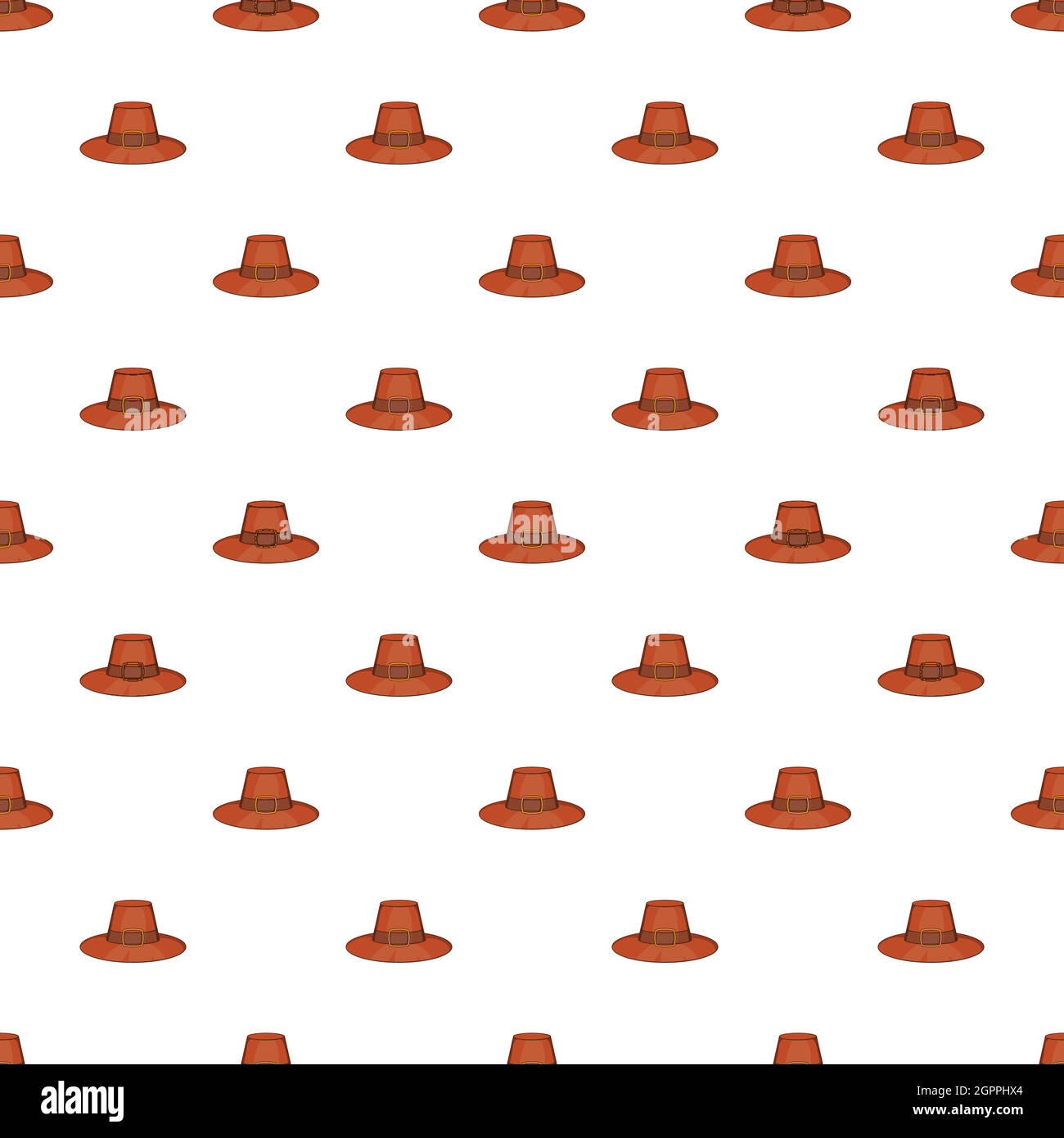 Brown pilgrim hat pattern, cartoon style Stock Vector