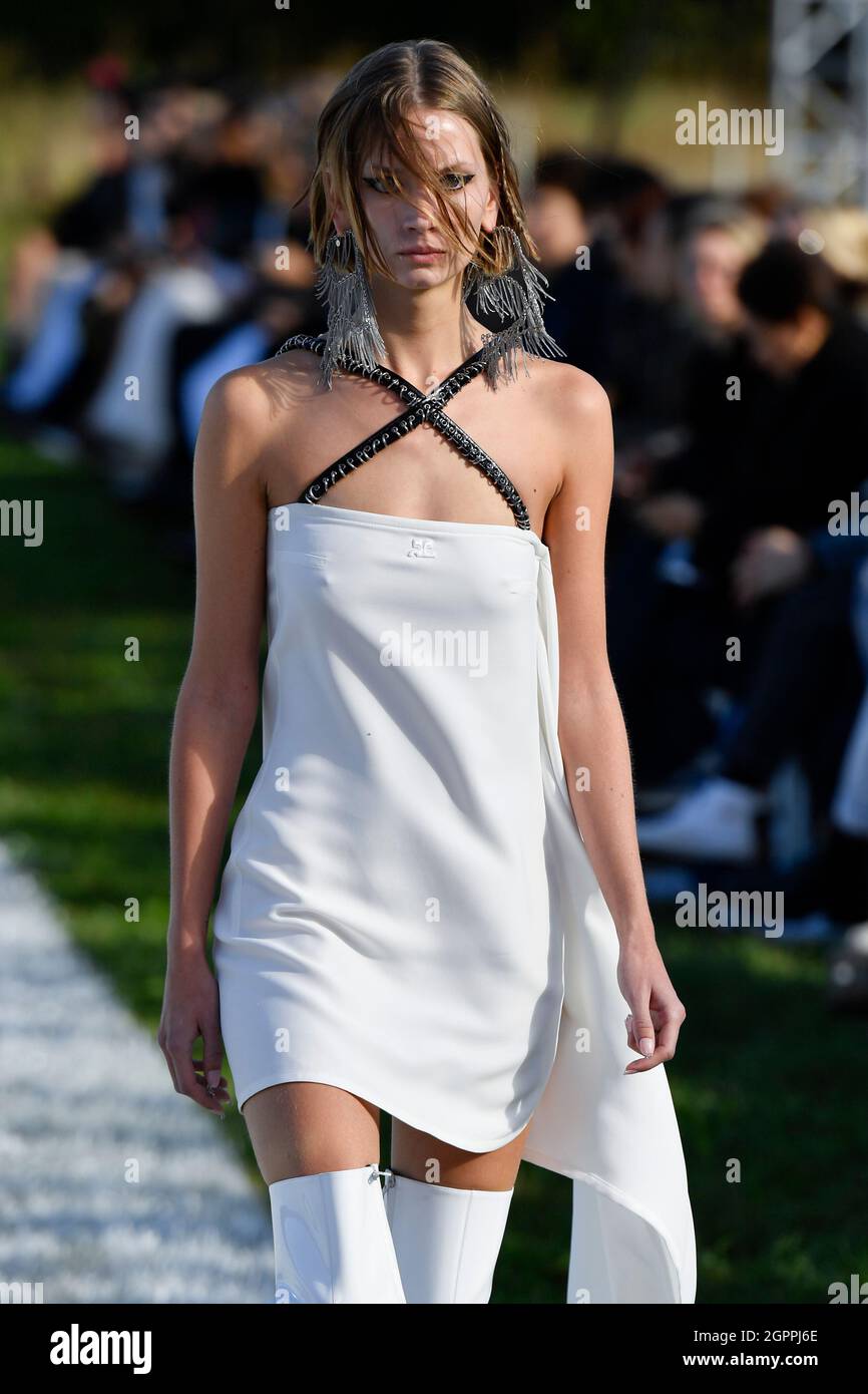 A model walks at the Courreges fashion show during Spring/Summer 2022 Collections Fashion Show