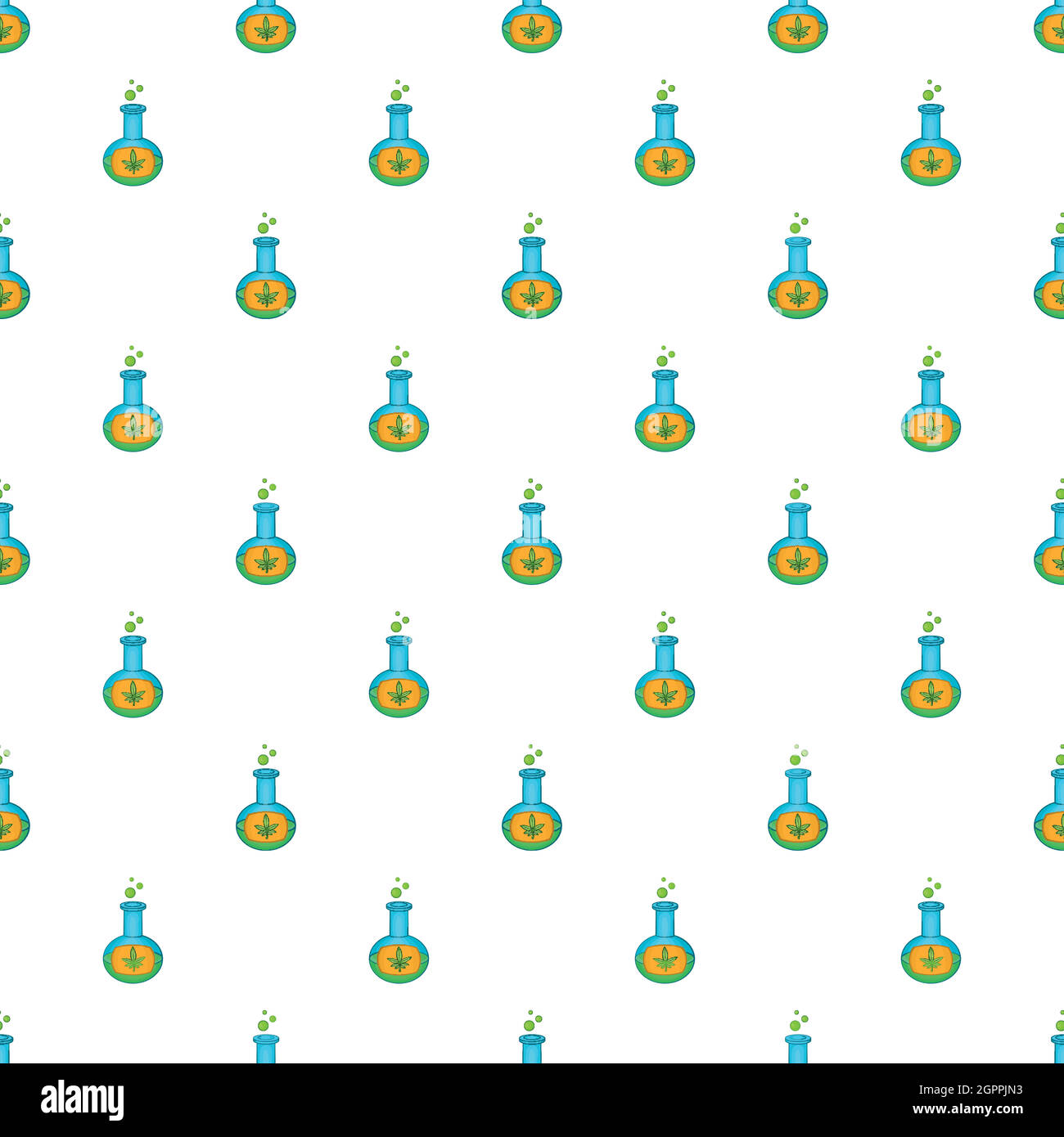 Test tube with cannabis leaf pattern cartoon style Stock Vector