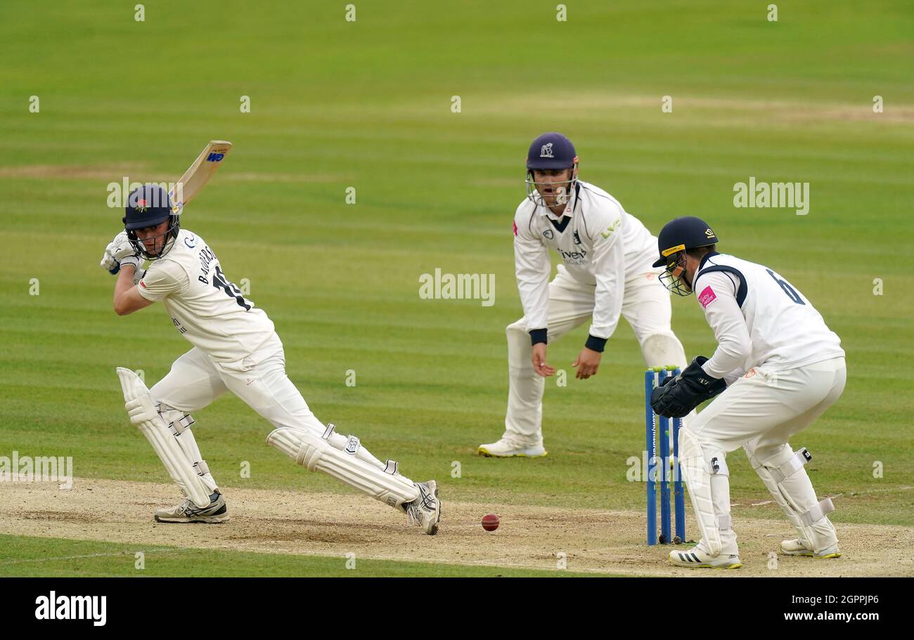 Lancashire’s Balderson bats during day three of the Bob Willis