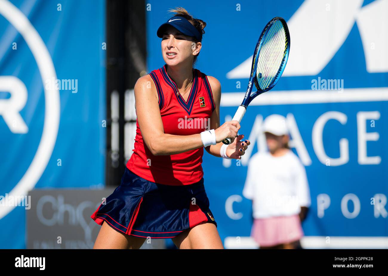 Belinda Bencic of Switzerland in action during the second round of the 2021 Chicago Fall Tennis Classic WTA 500 tennis tournament against Maddison Inglis of Australia on September 29, 2021 in Chicago, USA - Photo: Rob Prange/DPPI/LiveMedia Stock Photo