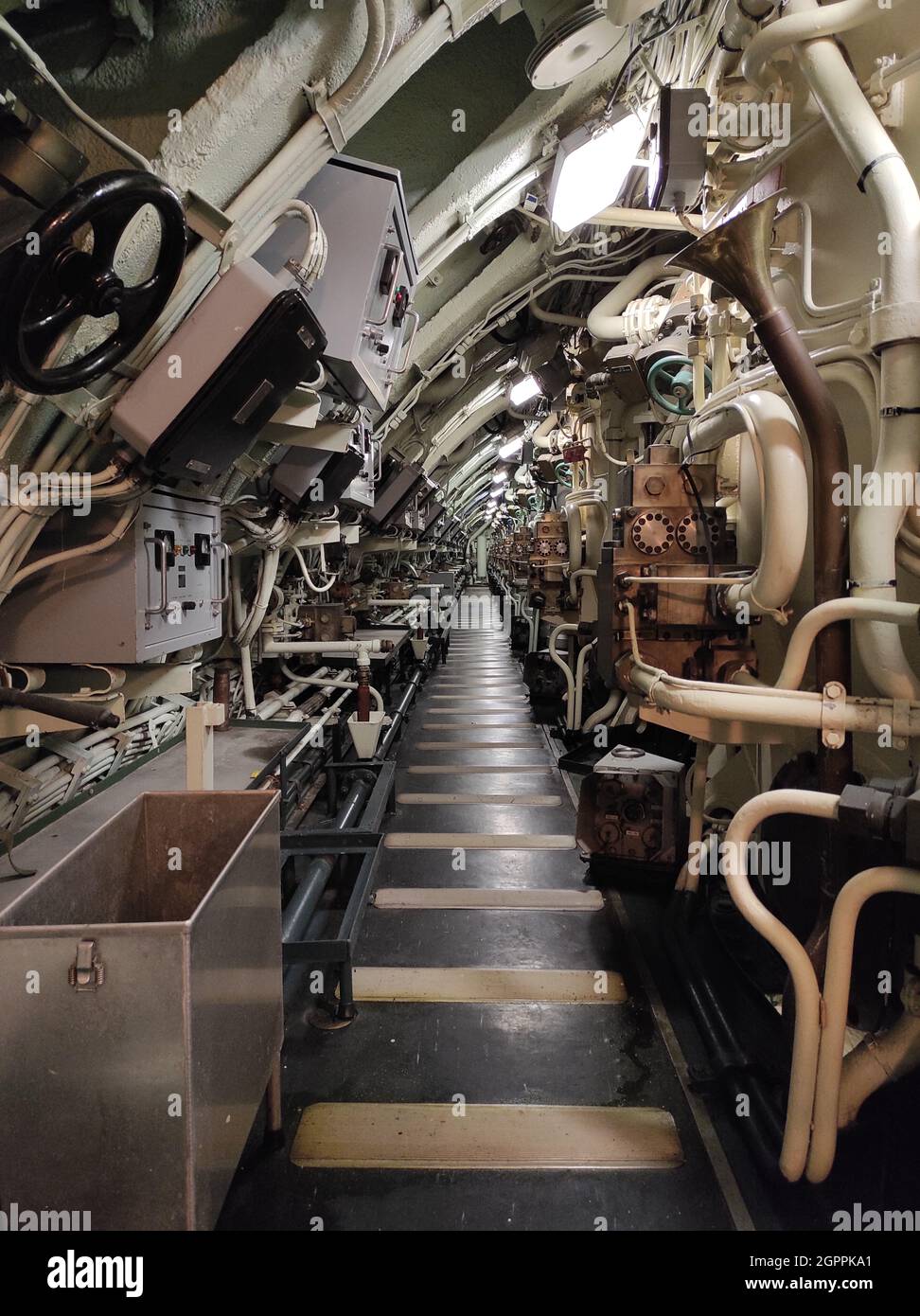 Inside of a nuclear submarine Stock Photo