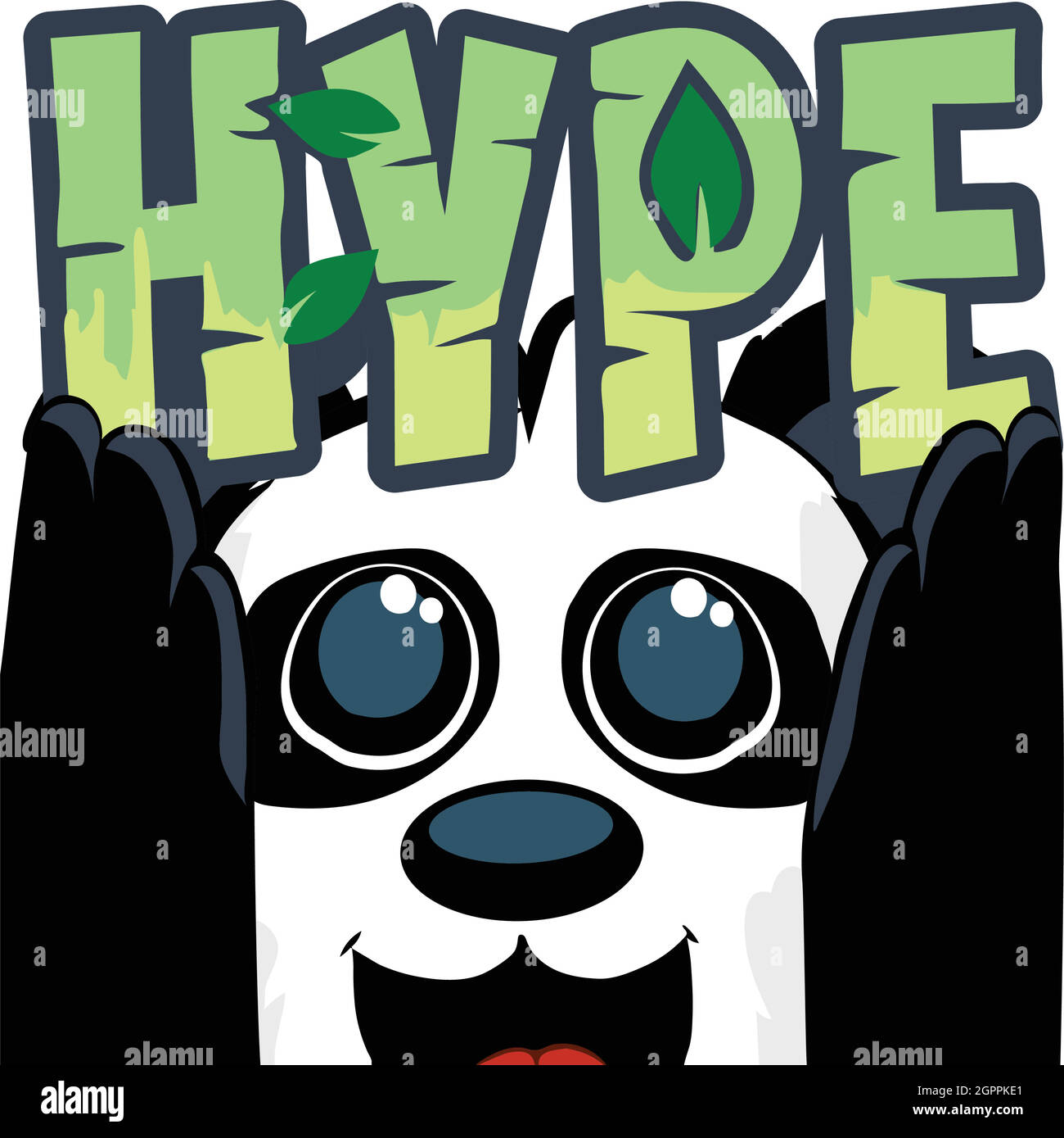 Cute panda bear - Paws in air - Hype emote - Vector emoticon Stock Vector