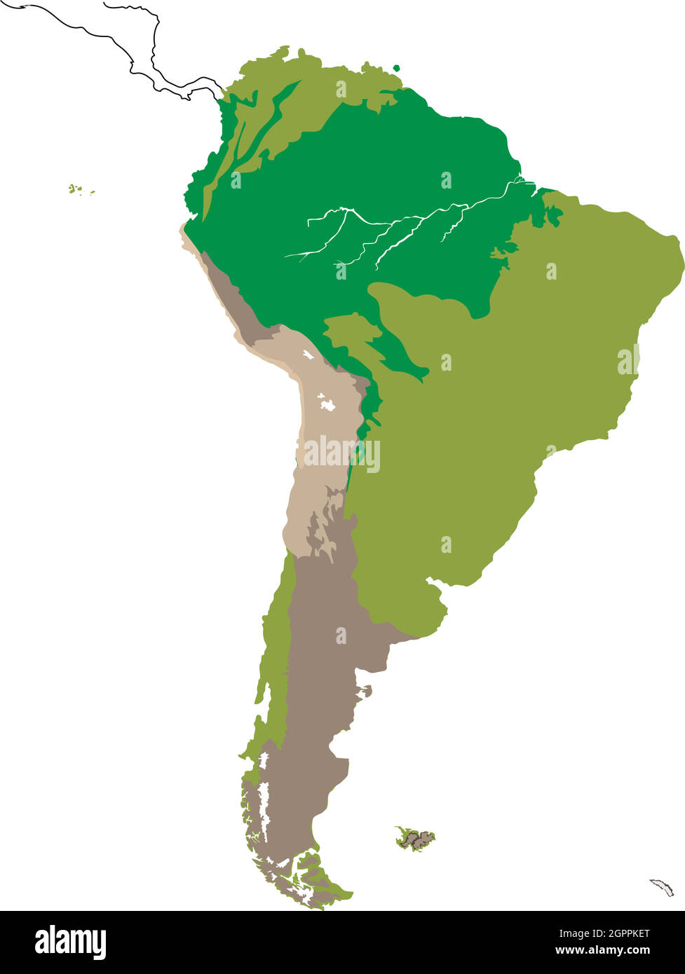 Map of South America Habitat distribution Flat vector Stock Vector