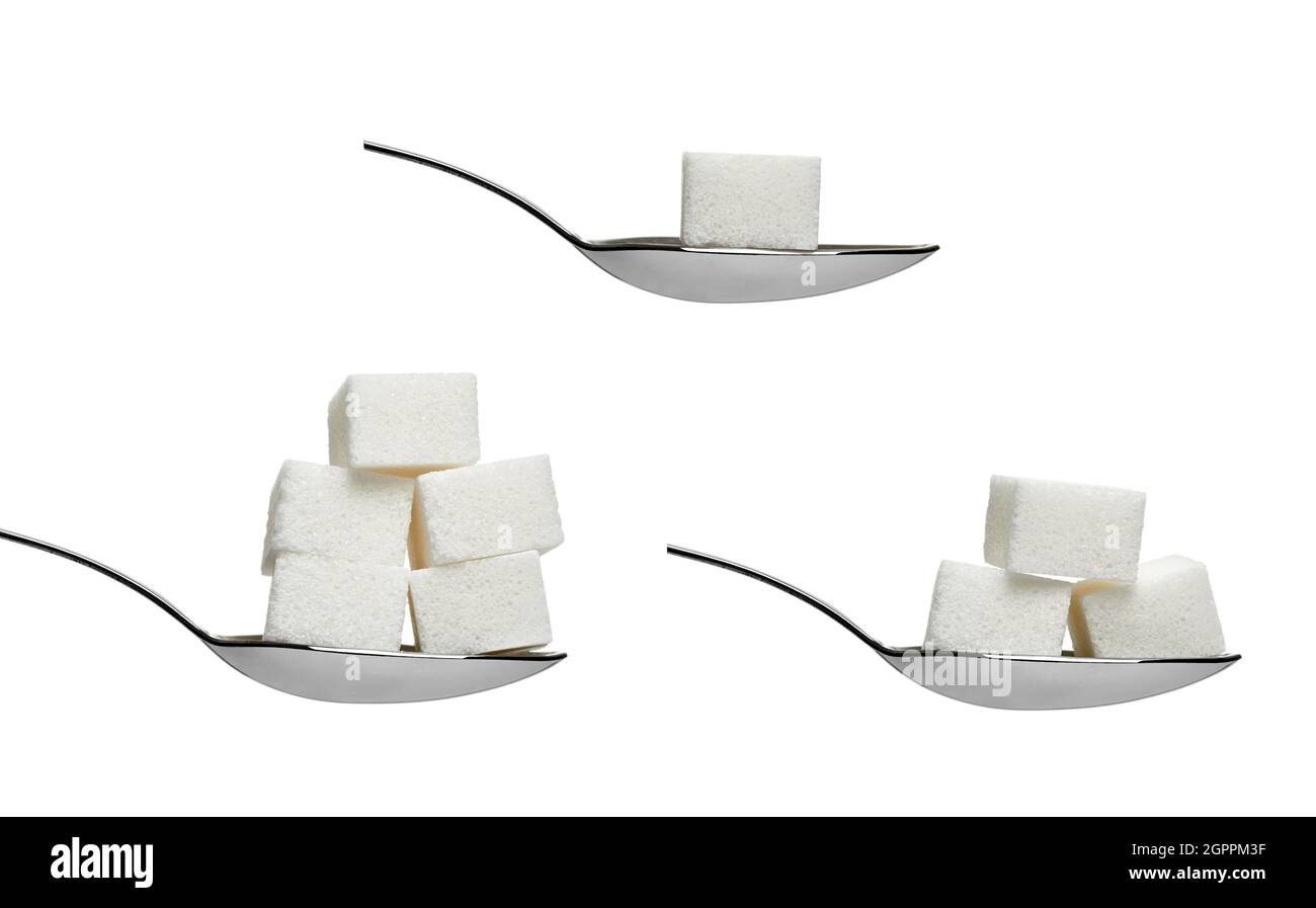 sugar cube and spoon sweet sweetener Stock Photo