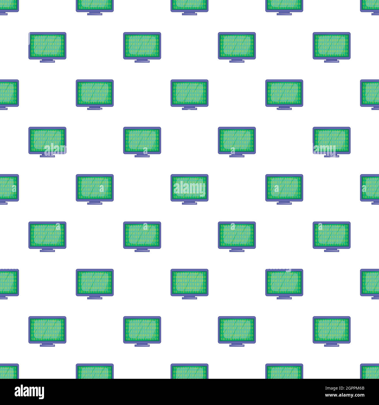 Binary code on monitor pattern, cartoon style Stock Vector Image & Art ...