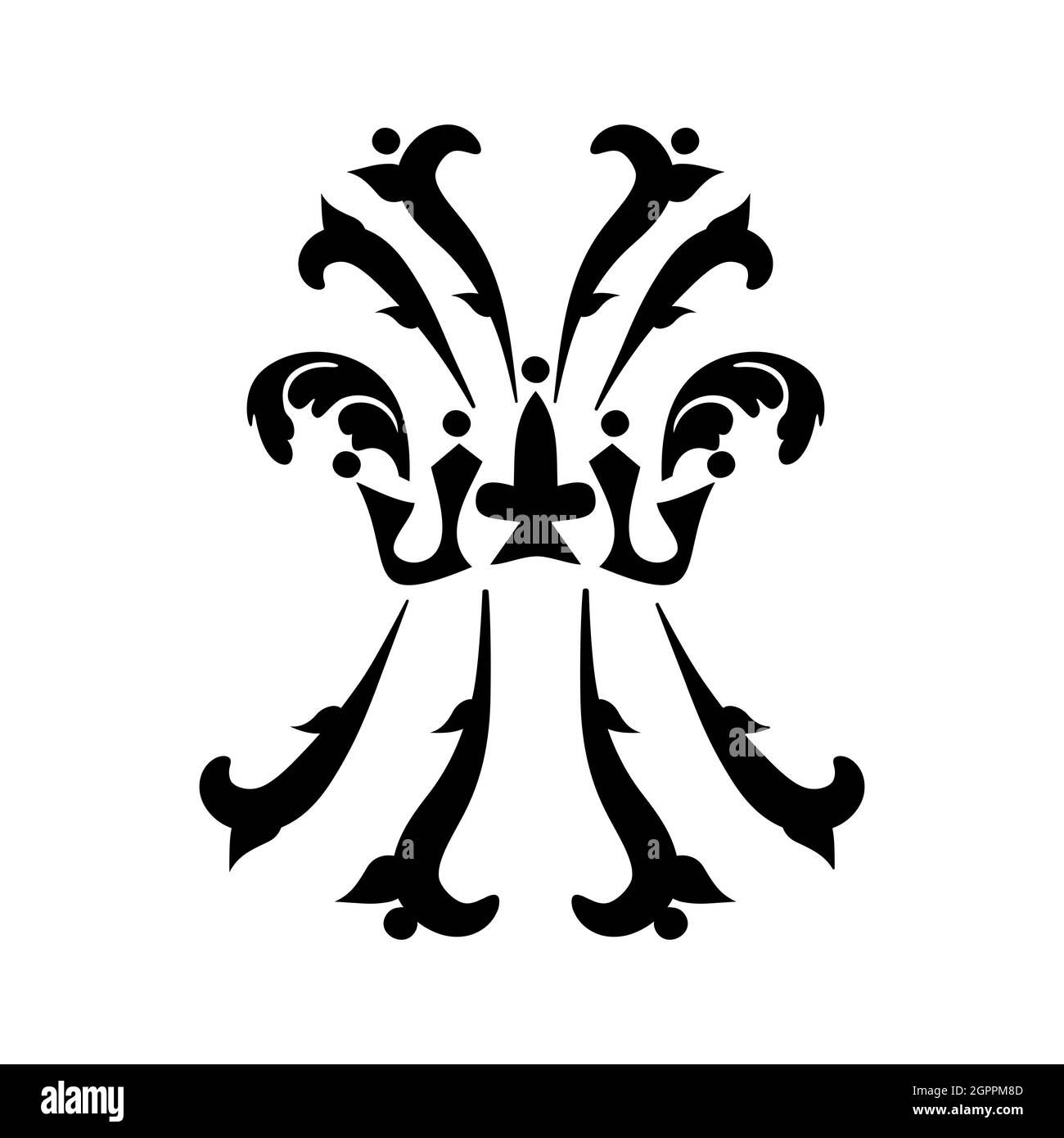Heraldic decorative ornament.Reusable painting stencils.Black and white. For the design of wall, menus, wedding invitations or labels, for laser Stock Vector