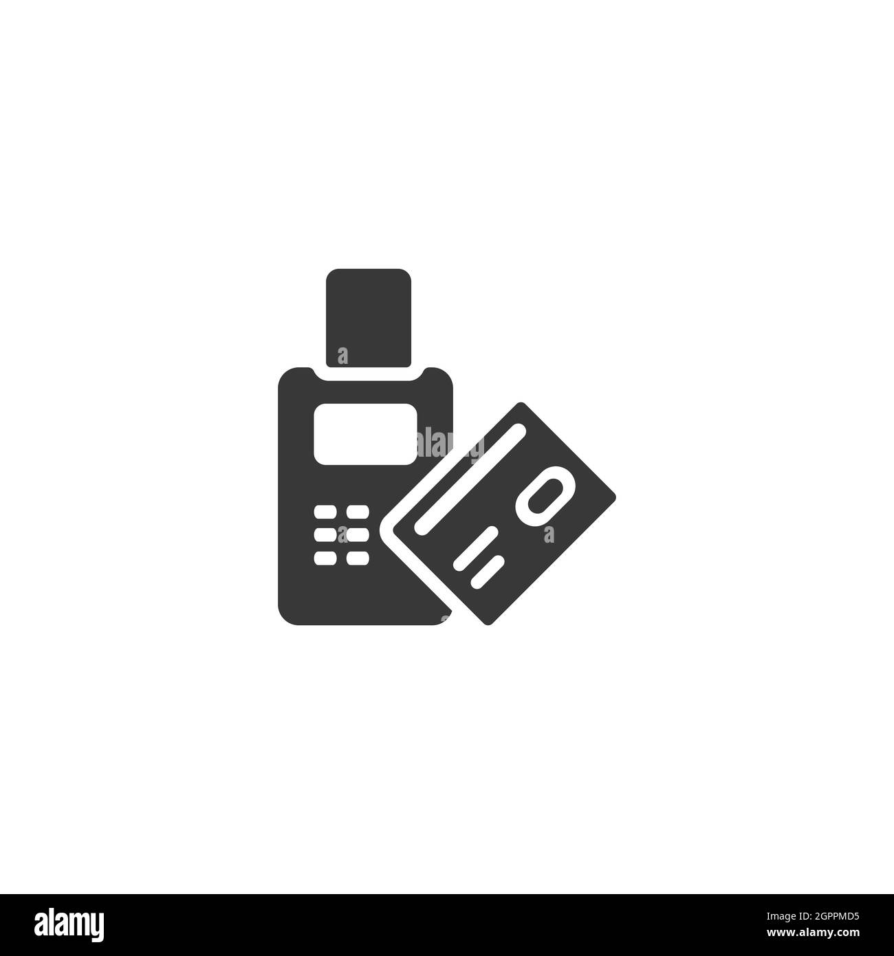 Pay with credit card reader machine. Swiping terminal payment. Isolated icon. Commerce glyph vector illustration Stock Vector