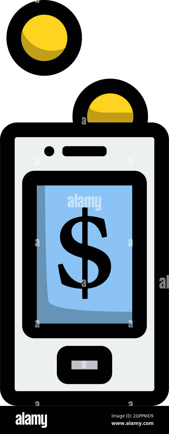 Golden Coins Fall In Smartphone Icon Stock Vector