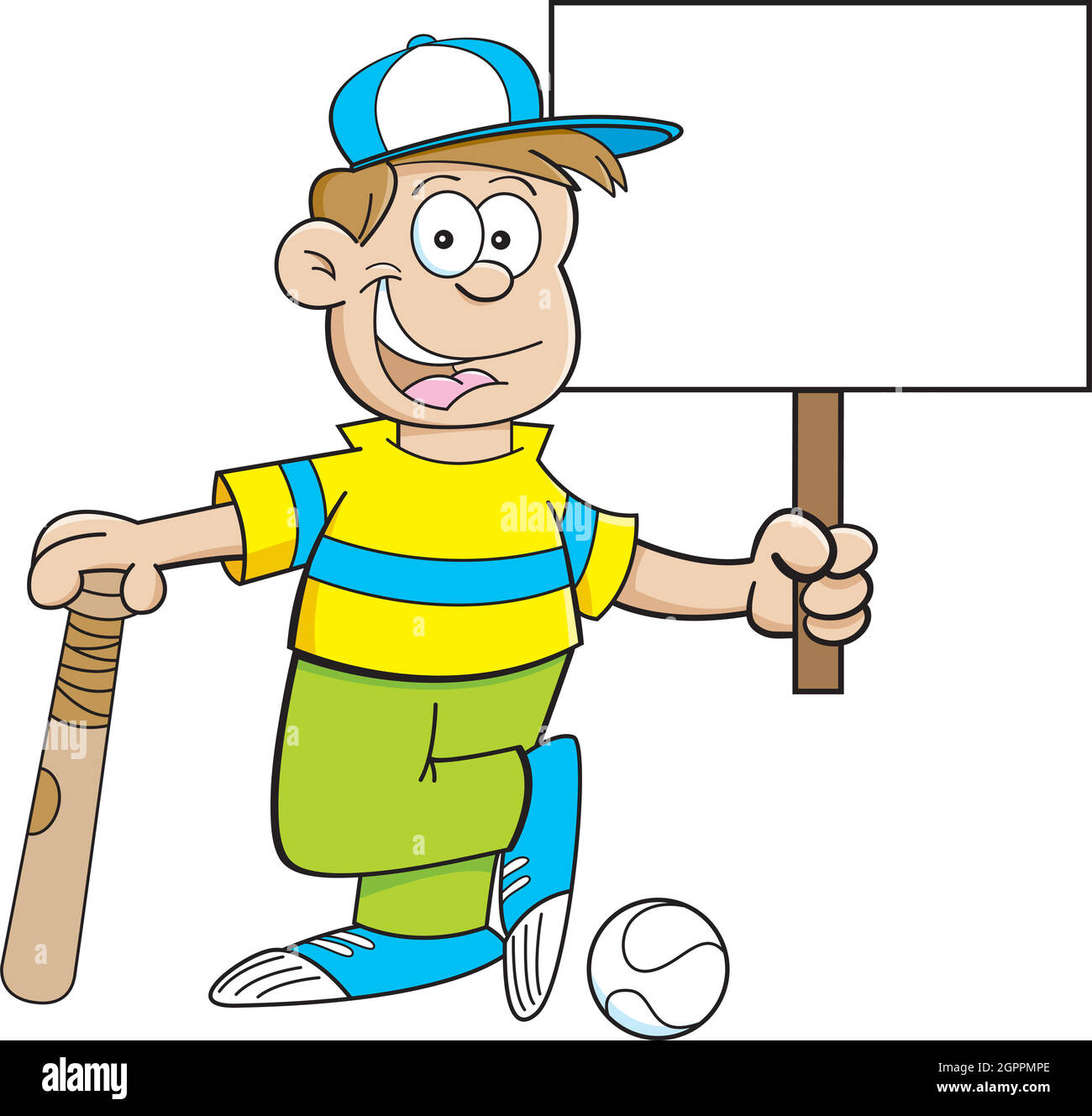 Young boy ball bat Stock Vector Images - Alamy
