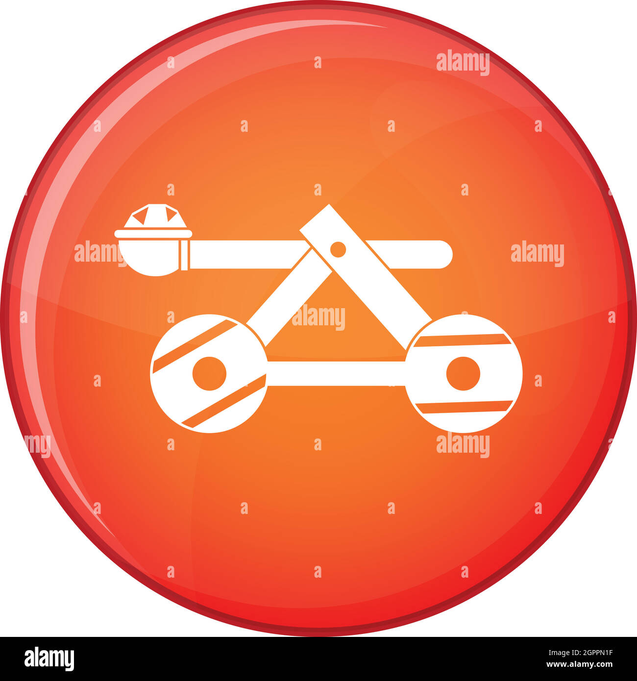 Ancient wooden catapult icon, flat style Stock Vector