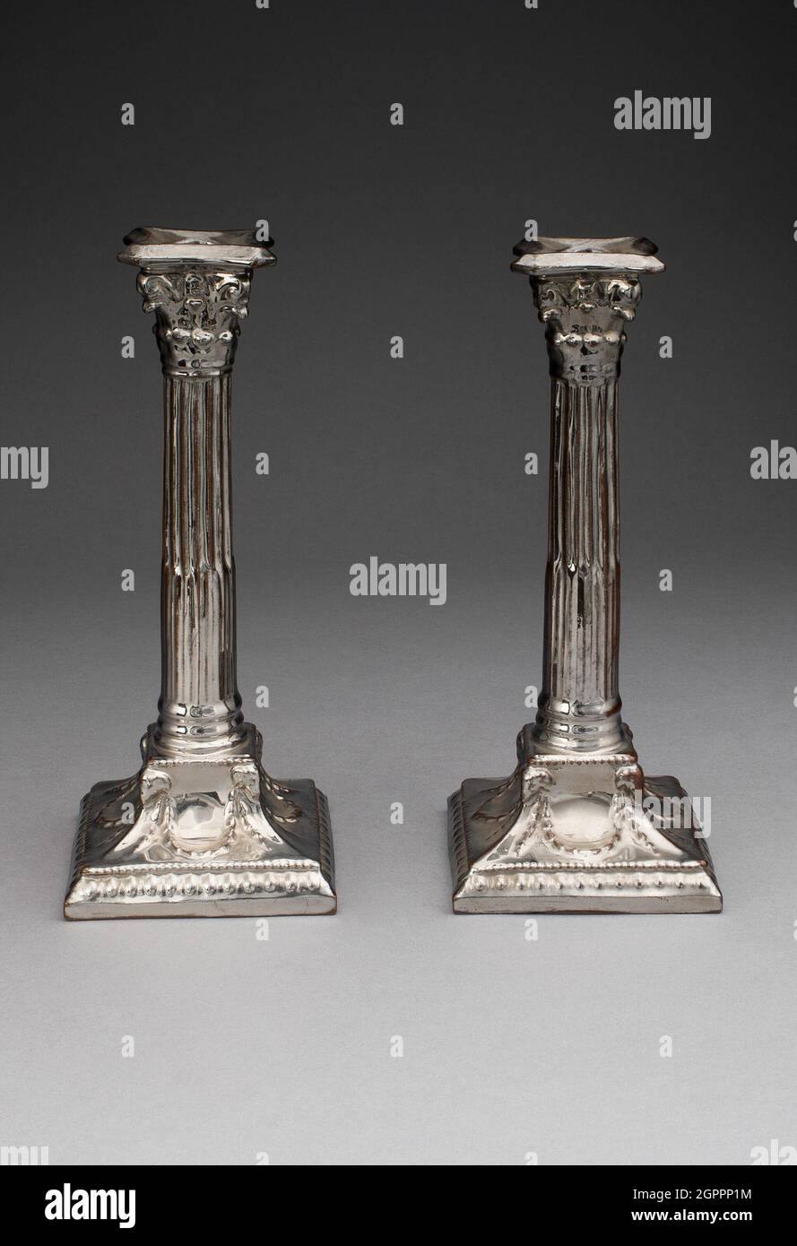 Candlestick (one of a pair), Staffordshire, 1810/20. Stock Photo
