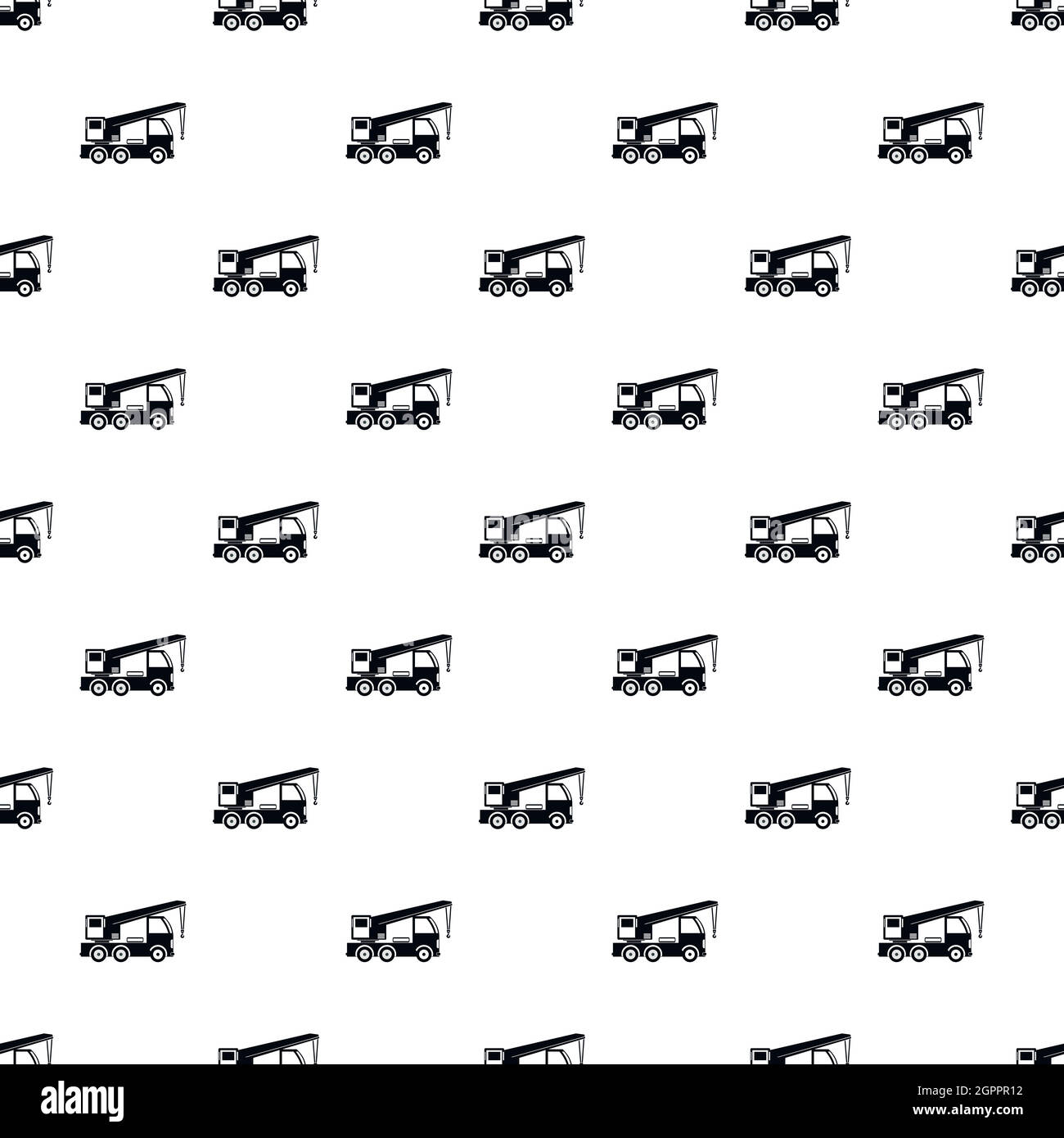Truck with crane pattern, simple style Stock Vector