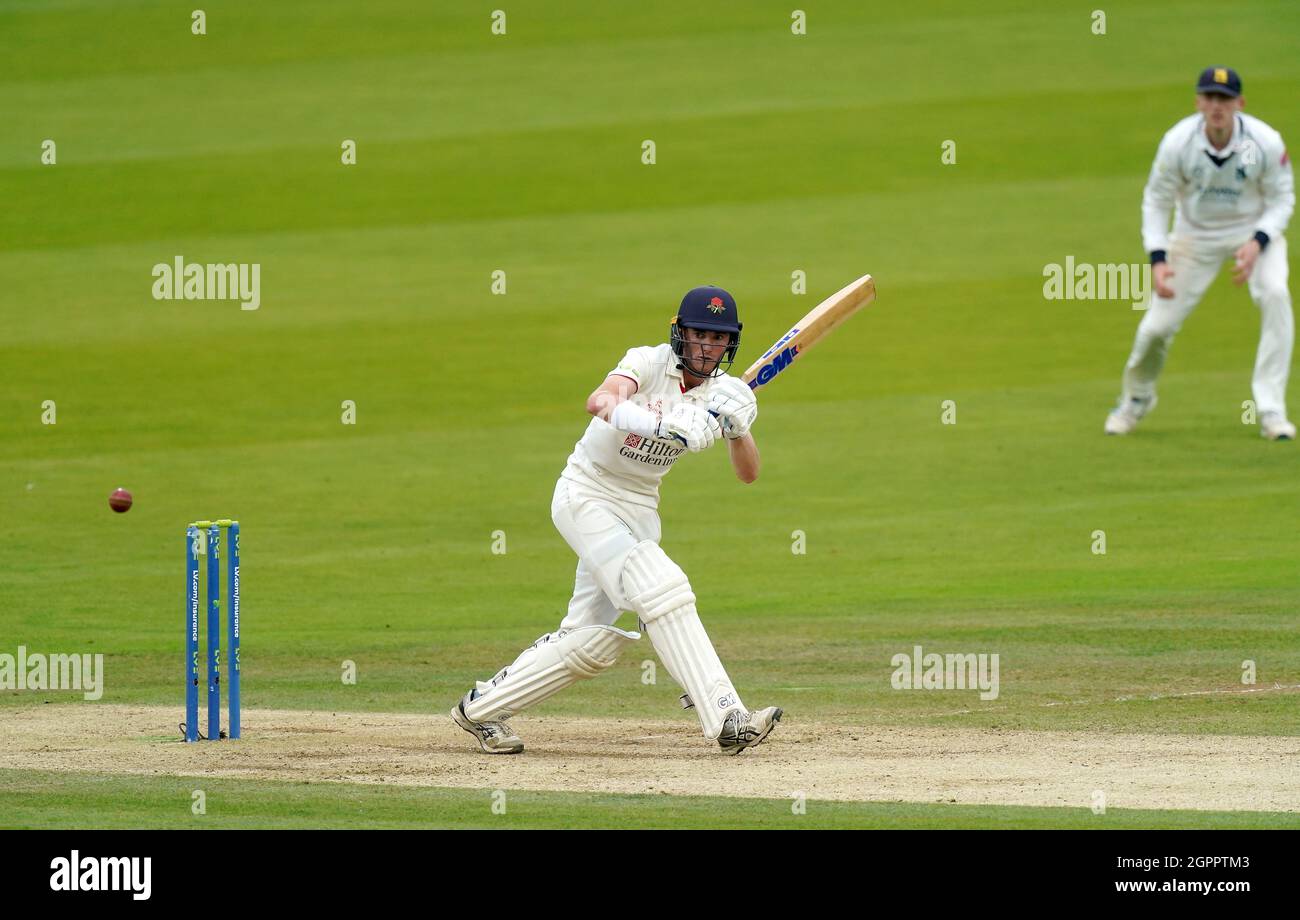 Lancashire’s Balderson bats during day three of the Bob Willis