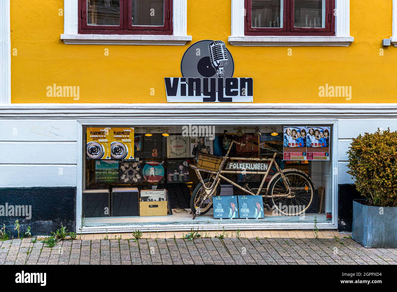 Vinyl record store in Svendborg, Denmark Stock Photo