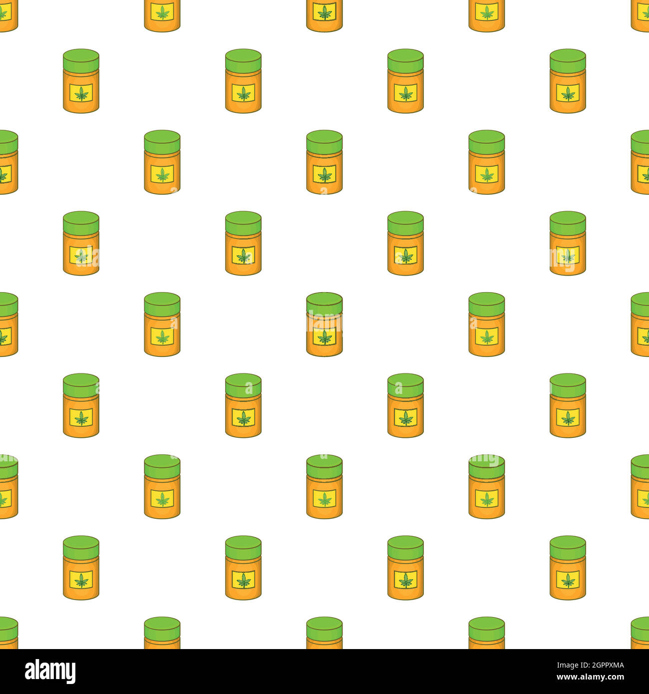 Medical marijua bottle pattern, cartoon style Stock Vector