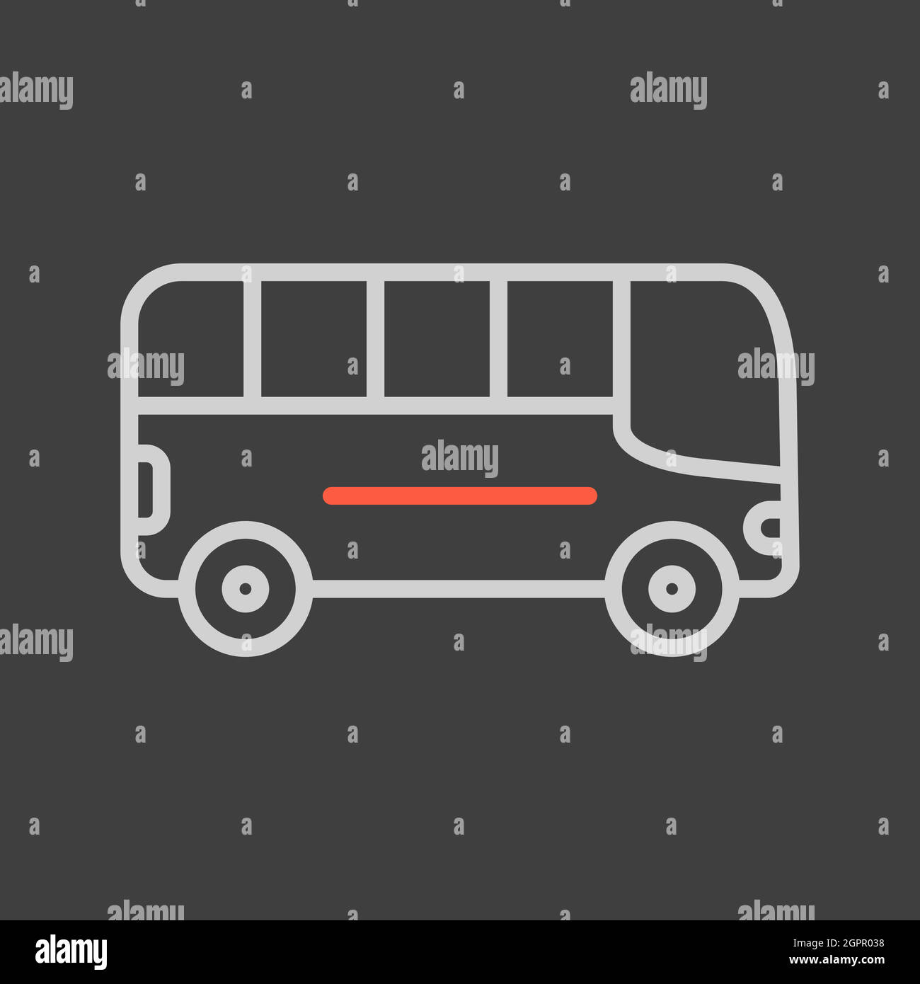 City bus flat vector icon isolated on dark background Stock Vector