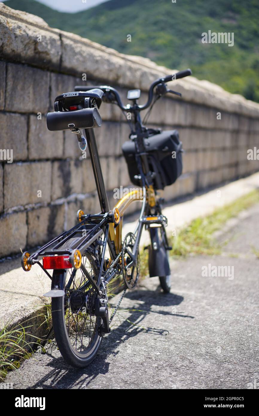 Bicycle Parked On Footpath Stock Photo
