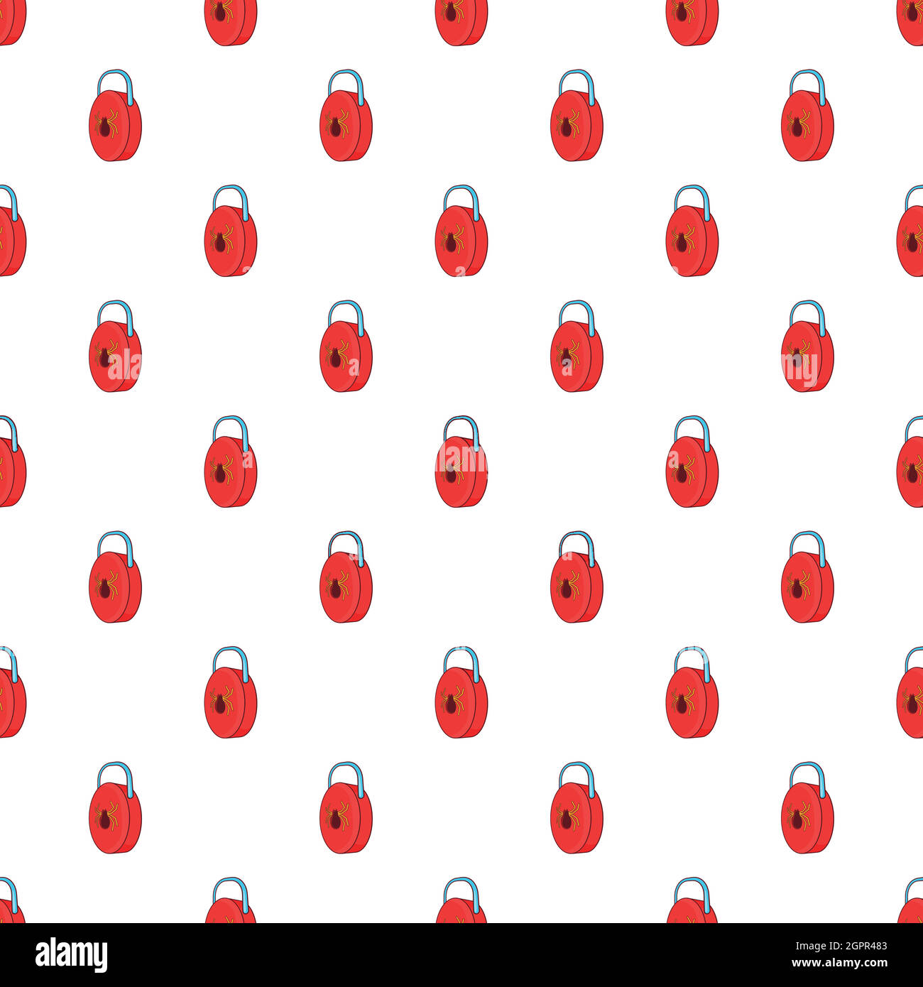 Lock from viruses pattern, cartoon style Stock Vector