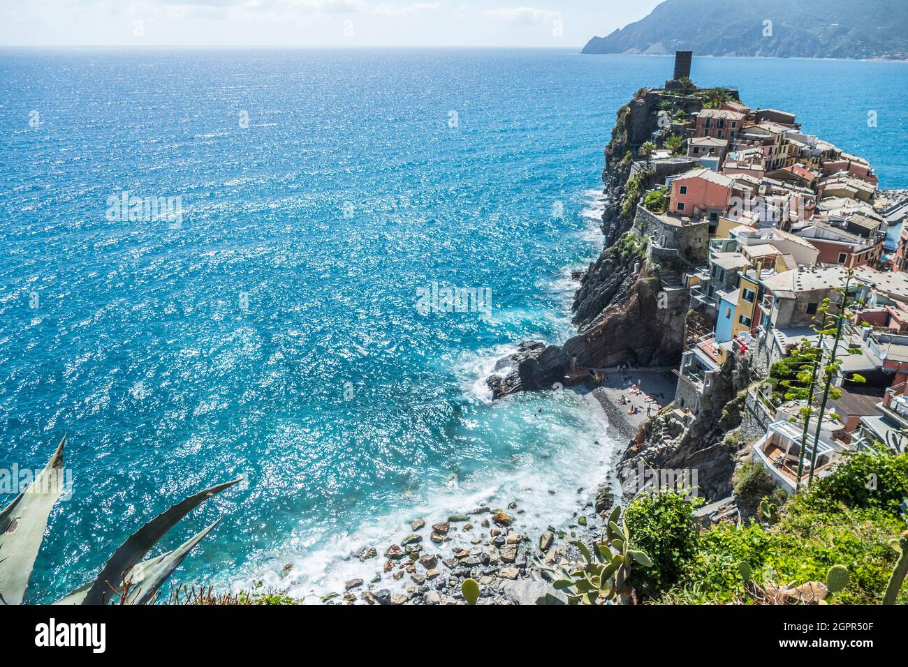 Aerial View Of Vernazza In The Cinque Terre With Colorful Houses And