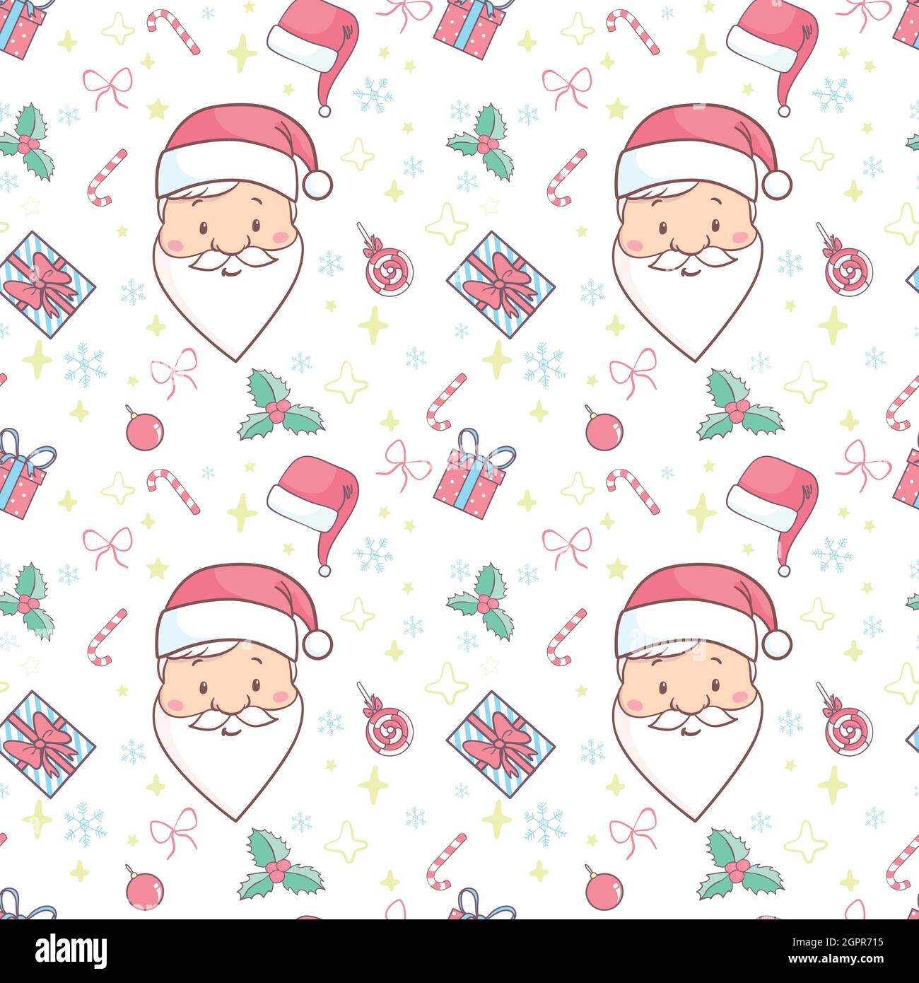 cartoon santa claus face seamless vector pattern background holidays ...