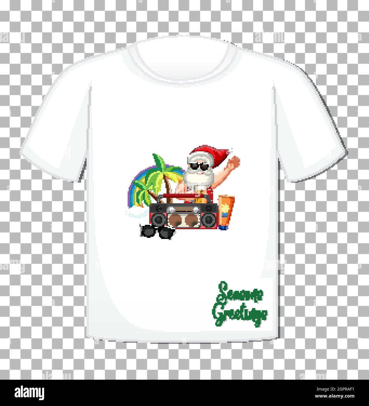 Santa Claus in summer costume cartoon character on t-shirt isolated on  transparent background Stock Vector Image & Art - Alamy