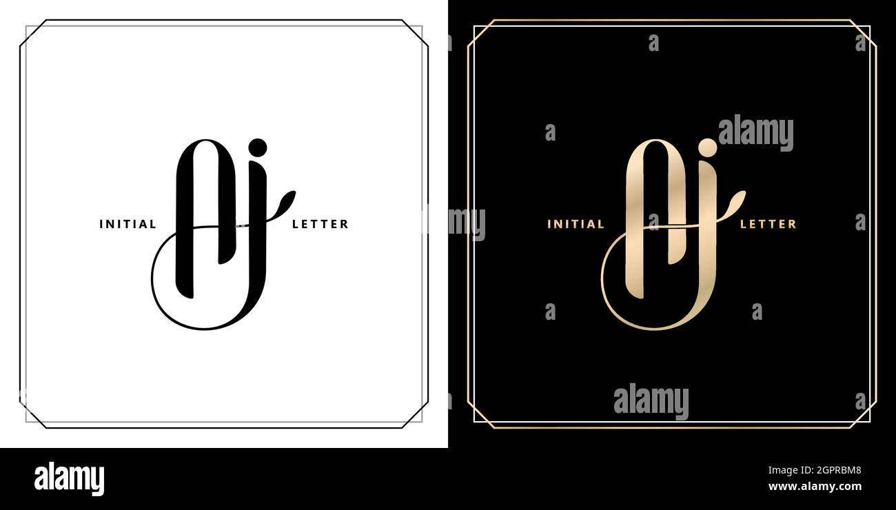 AJ or AI initial letter and graphic name, AJ or AI Monogram, for Wedding couple symbolic, company and icon business, with two colors variation designs of isolated backgrounds. Stock Vector