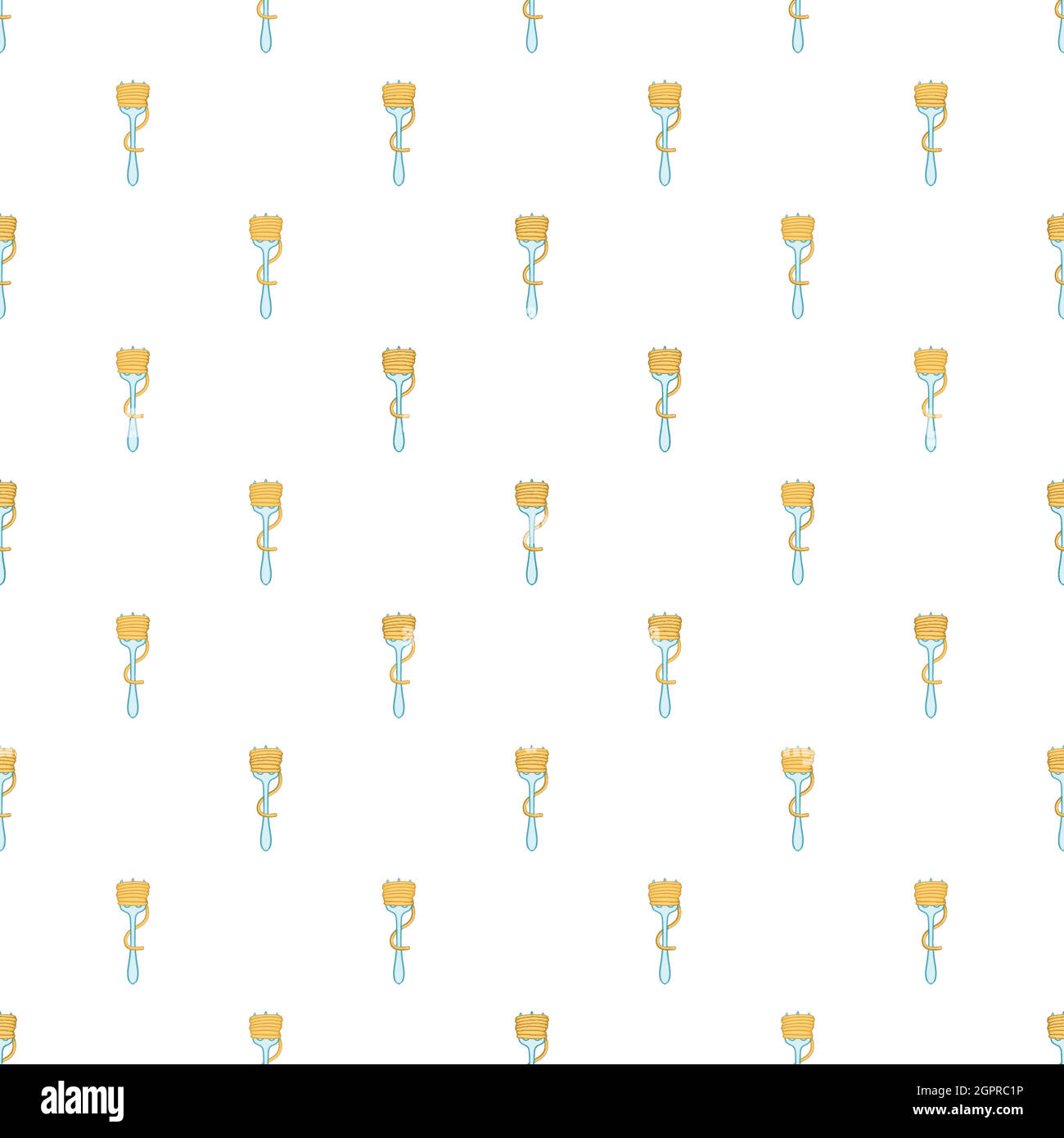Spaghetti on a fork pattern, cartoon style Stock Vector