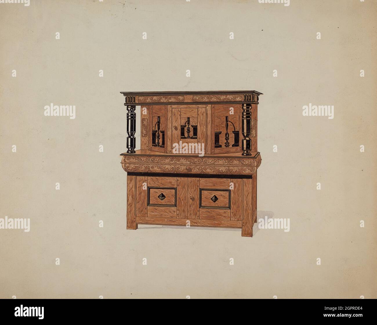 Guilford Press Cupboard, c. 1936 Stock Photo Alamy