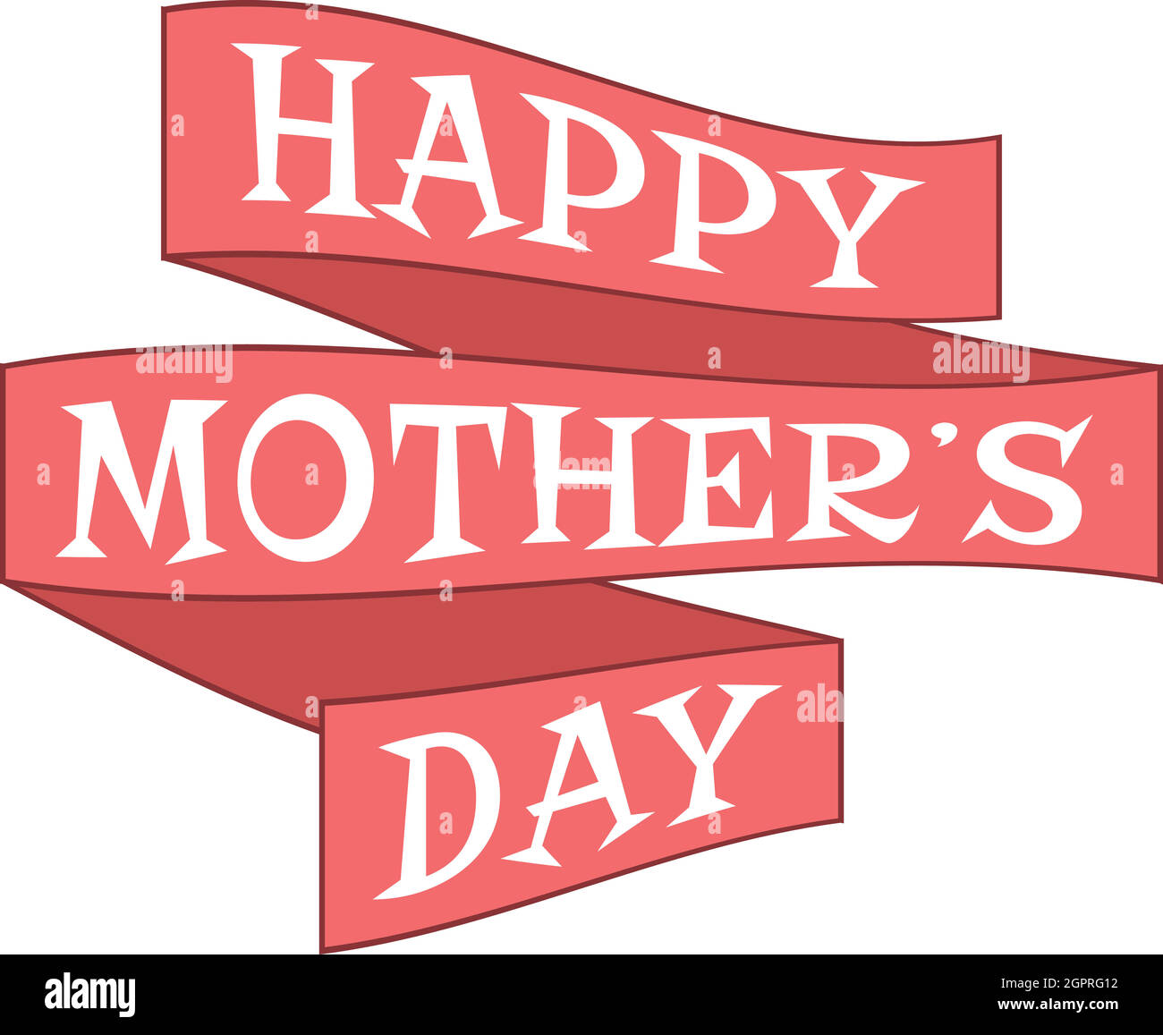 Happy Moters Day red ribbon icon, cartoon style Stock Vector Image ...