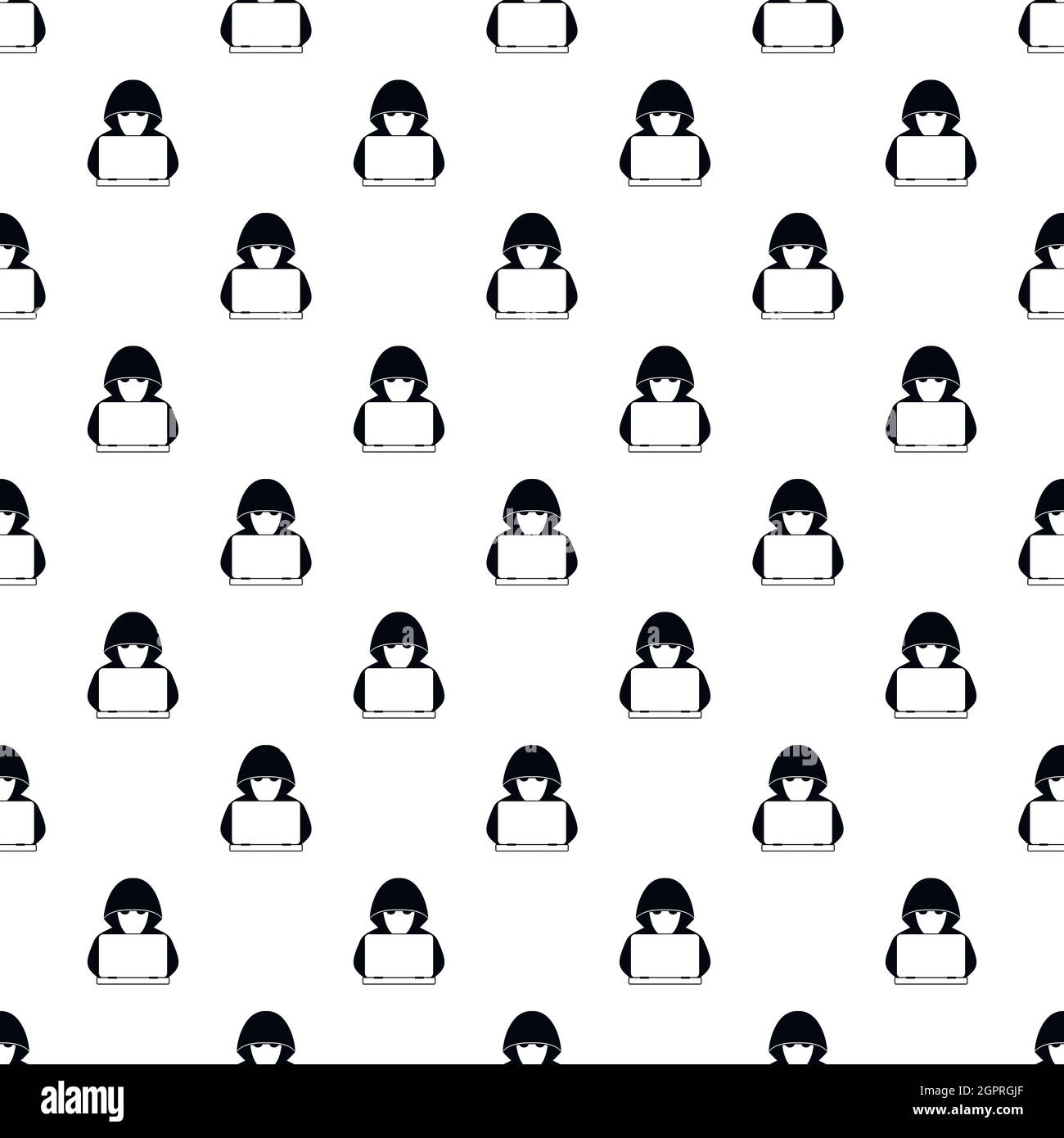 Hacker behind computer pattern, simple style Stock Vector