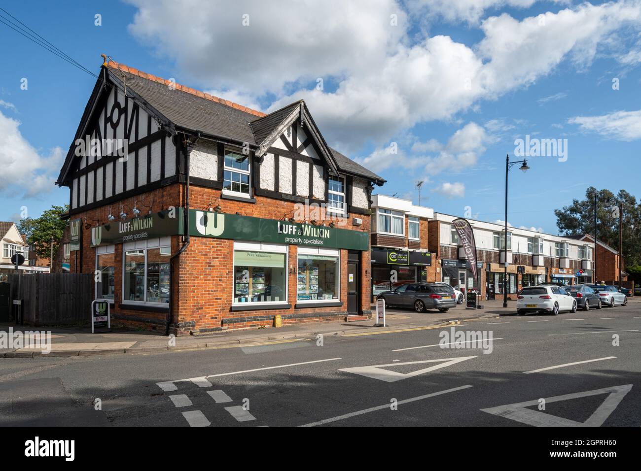 Shops and businesses in Frimley Green village centre, Surrey, England ...