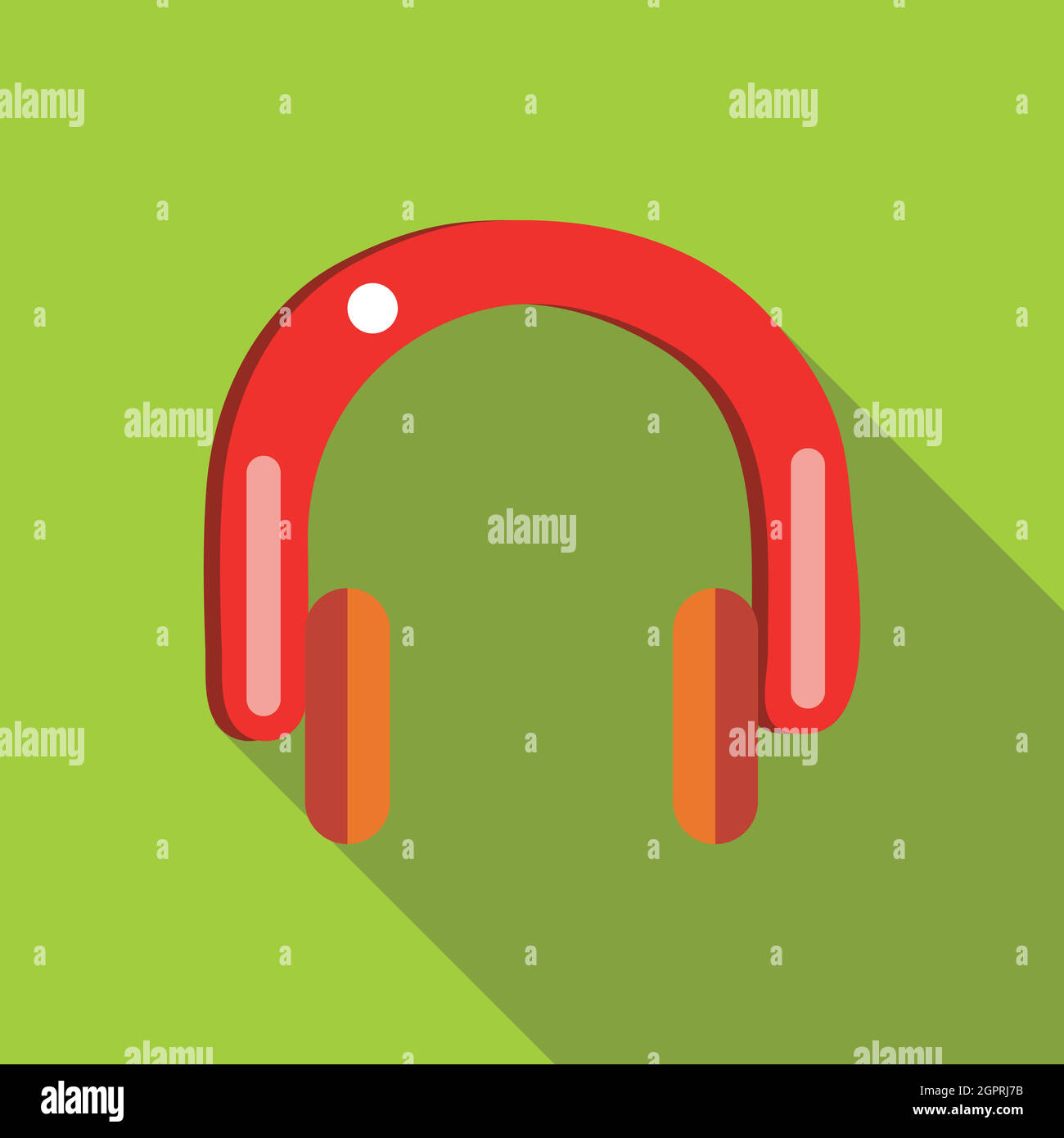 Red headphones icon in flat style Stock Vector