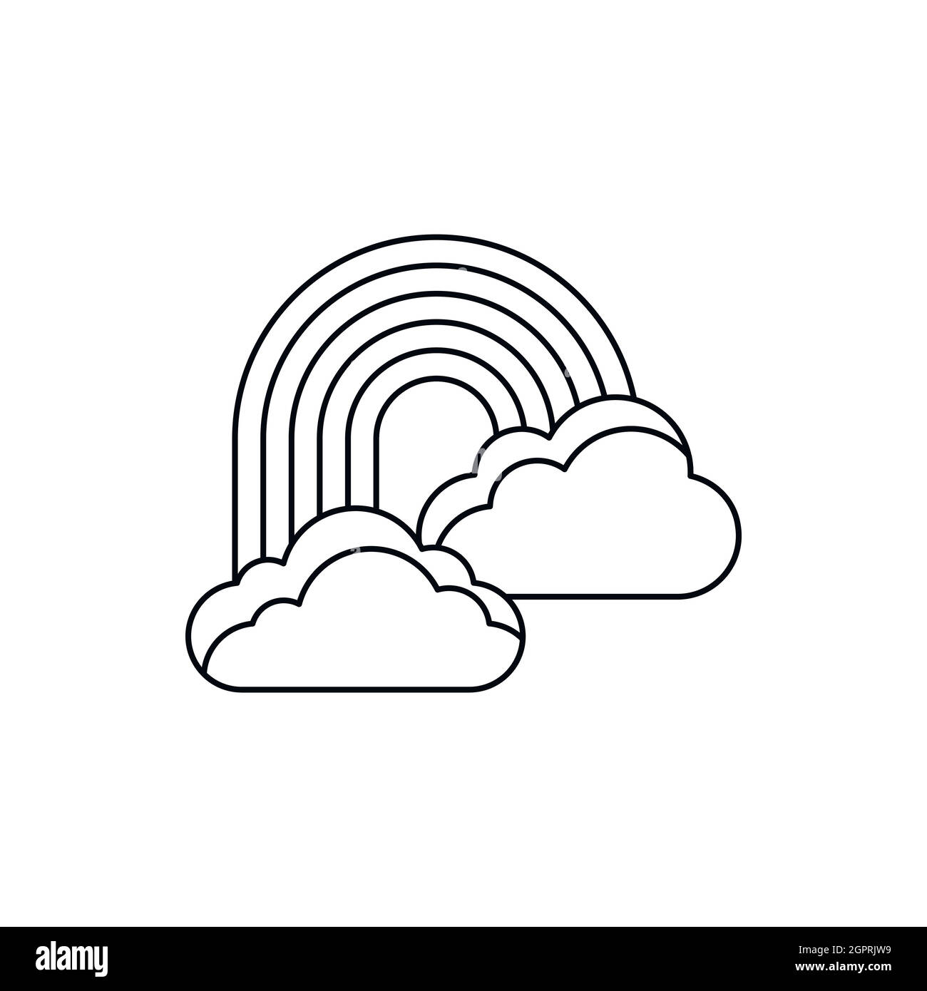 Rainbow and clouds icon, outline style Stock Vector