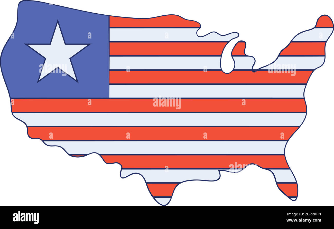 Independence day usa map icon, cartoon style Stock Vector