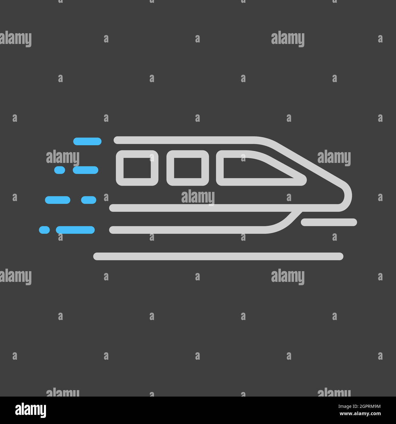 Monorail speed modern train flat vector icon on dark background Stock Vector