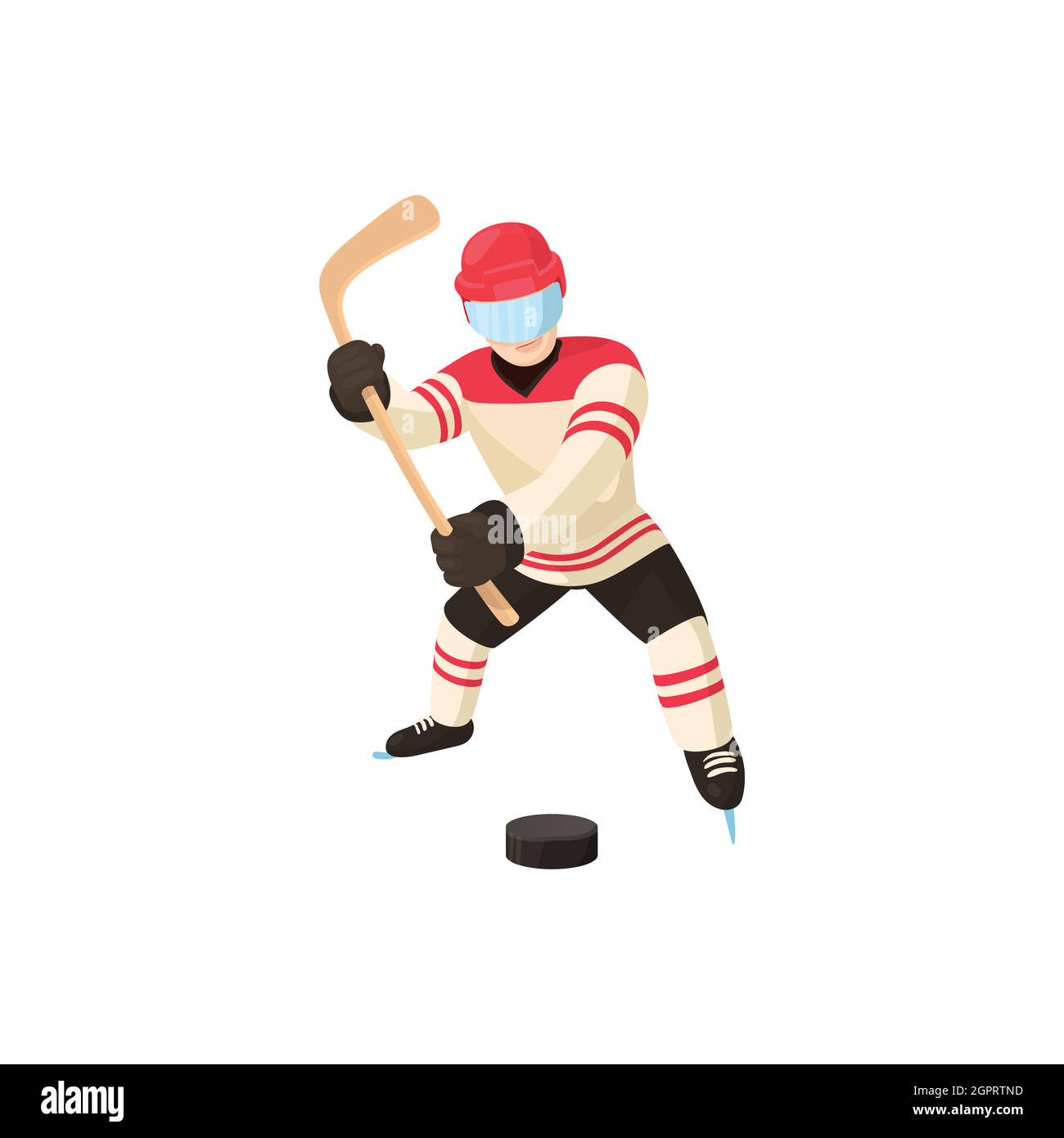 Hockey player icon, cartoon style Stock Vector
