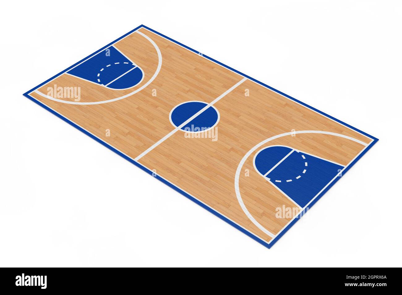 Wooden Basketball Court Floor with Lines on a white background. 3d  Rendering Stock Photo - Alamy