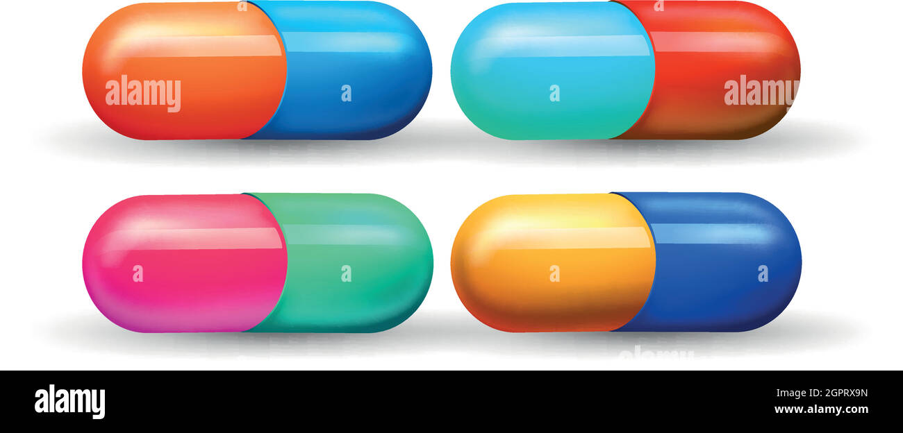 A Set of Colourful Capsule Stock Vector