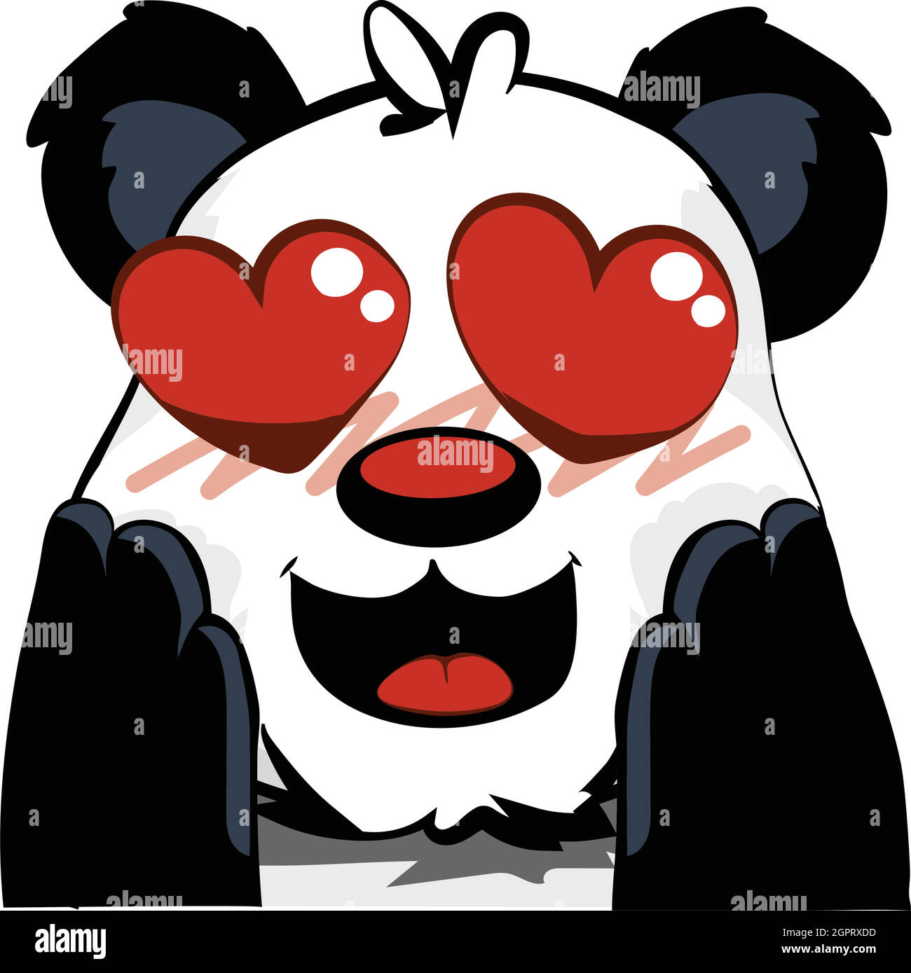 Cute panda bear - Hearts for eyes - Love emote - Vector emoticon Stock Vector