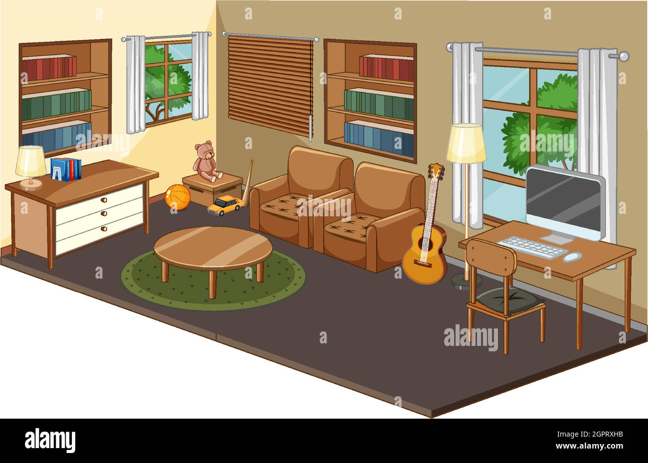 Living room interior with furniture Stock Vector