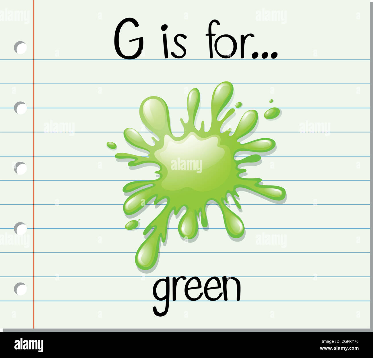 Flashcard letter G is for green Stock Vector