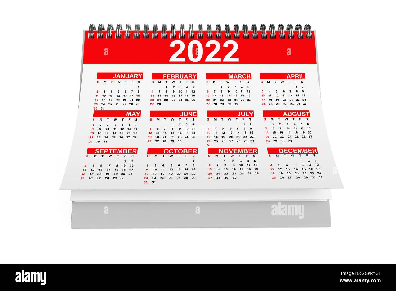 2022 Year Desktop Calendar on a white background. 3d Rendering Stock Photo  - Alamy