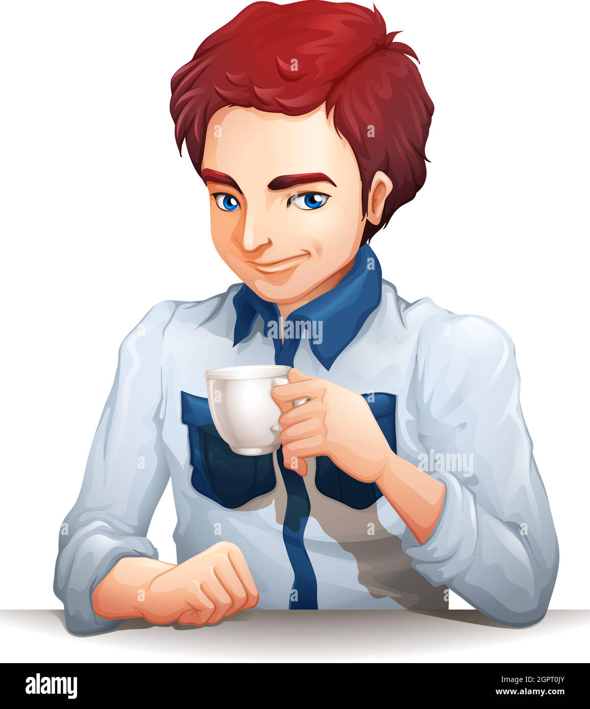 A man drinking coffee Stock Vector